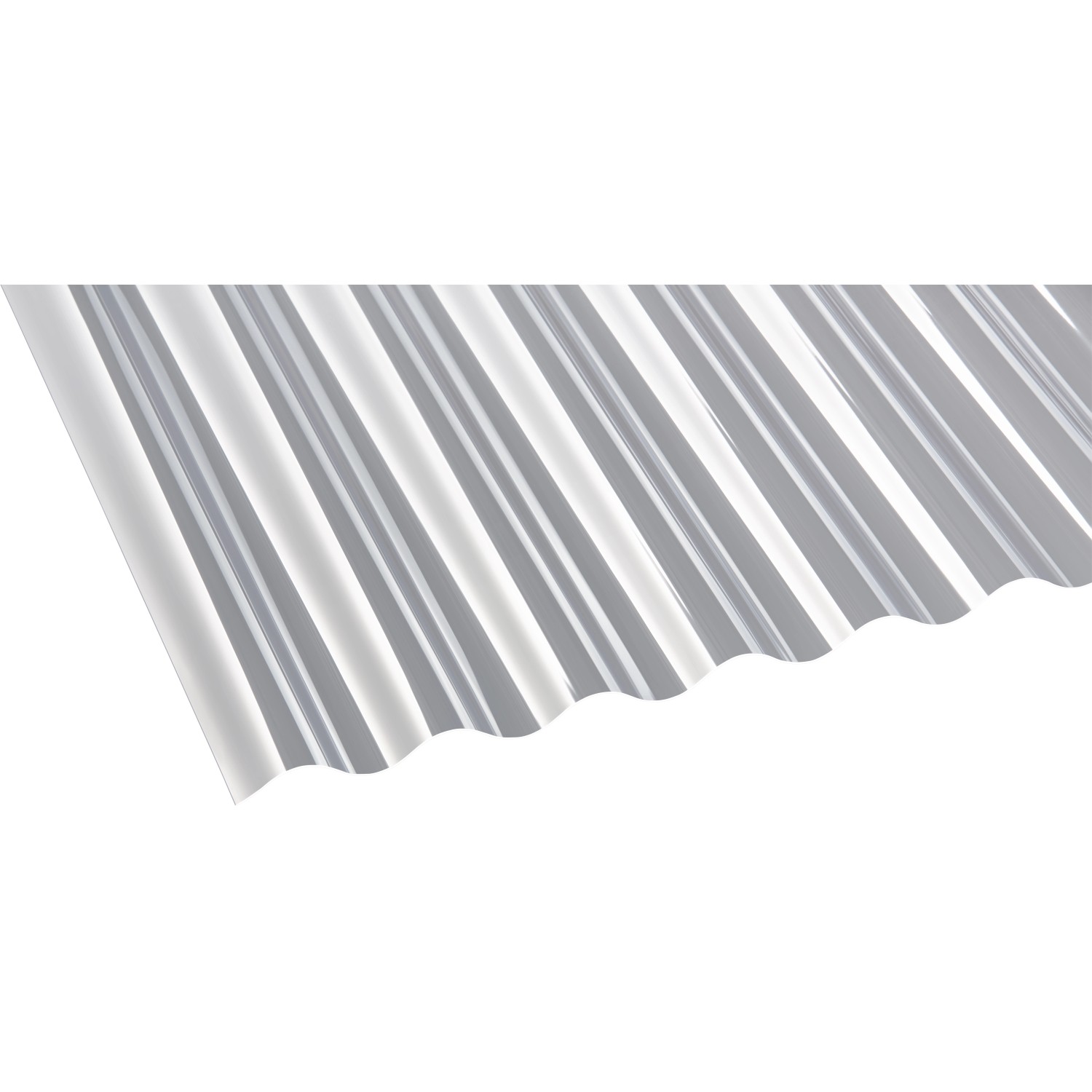 Transparente PVC Profilplatte Sinus 76/18, 0,8 mm stark, für Kunststoffbedachung.