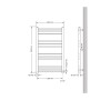 Technische Zeichnung: Weißer LuxeBath Badheizkörper, 600x800mm, mit Maßangaben.