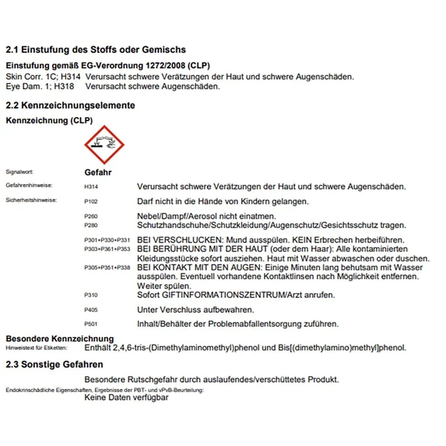 Gefahrstoffkennzeichnung: Ätzwirkung, Sicherheitshinweise und Erste Hilfe Maßnahmen.