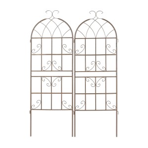 Relaxdays Rankgitter 2er Set Metall Braun Wetterfest 150 cm x 50 cm x 2 cm
