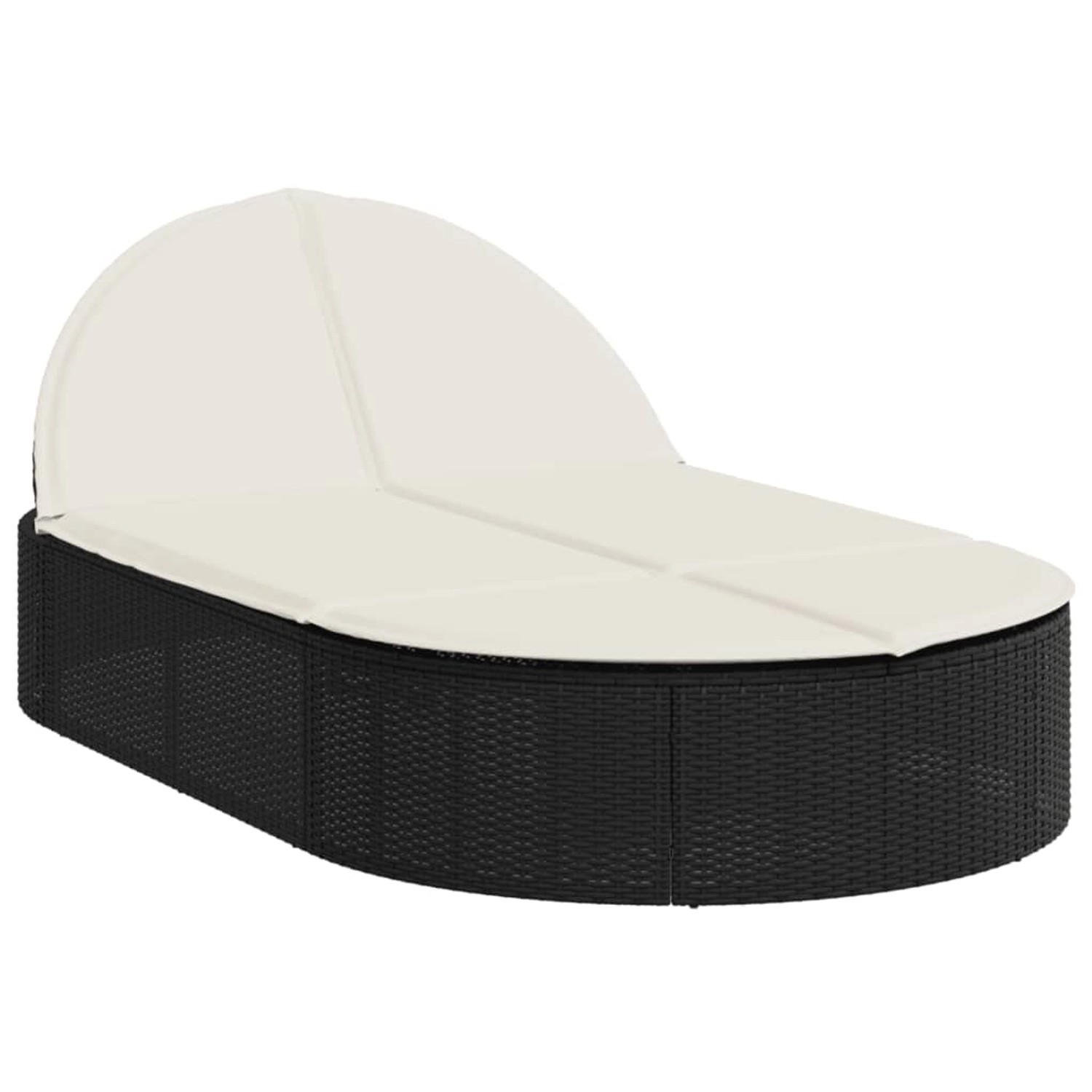 vidaXL Doppel-Sonnenliege mit Kissen Schwarz Poly Rattan 368646