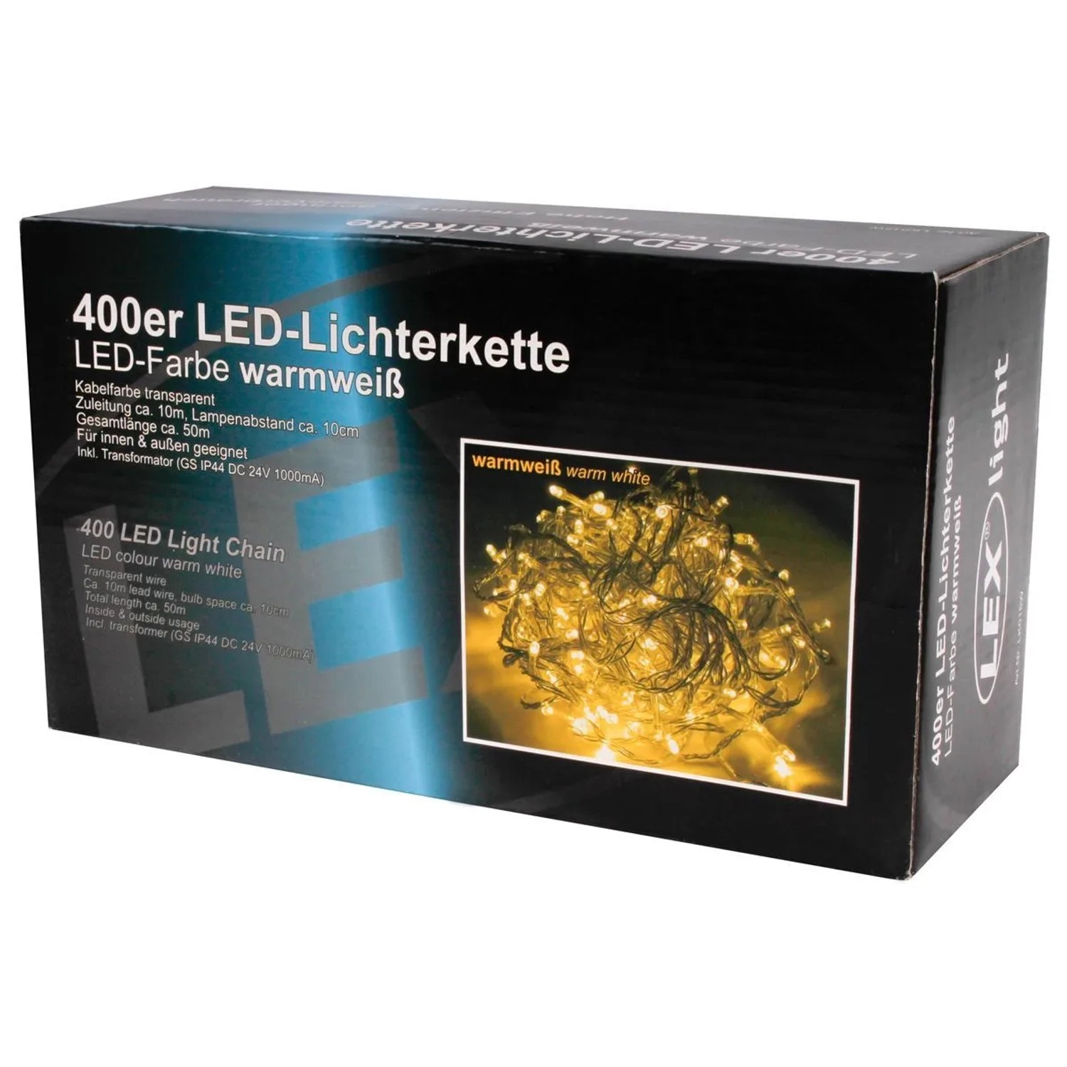 Lex 400er LED Lichterkette Außen Innen Partylicht Weihnachtslichterkette Warmweiß