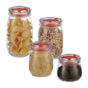 Relaxdays Vorratsgläser 4er Set Glas Transparent mit Deckel 21 cm x 12 cm 2 kg