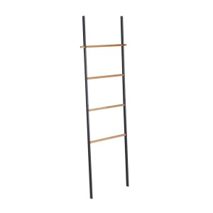 Relaxdays Handtuchleiter Holz Metall Anthrazit Ohne Bohren 171 cm x 50 cm x 3 cm