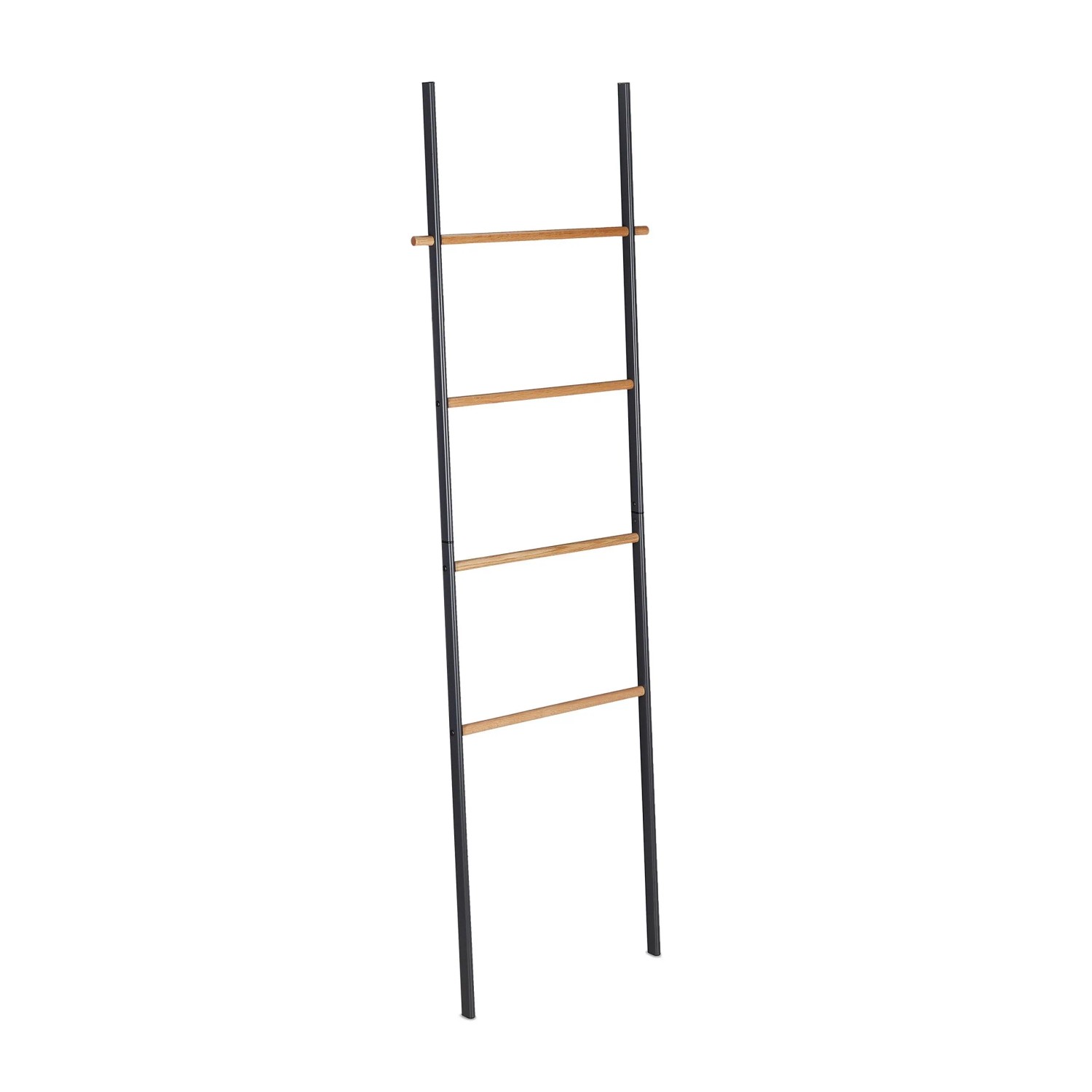 Relaxdays Handtuchleiter Holz Metall Anthrazit Ohne Bohren 171 cm x 50 cm x 3 cm