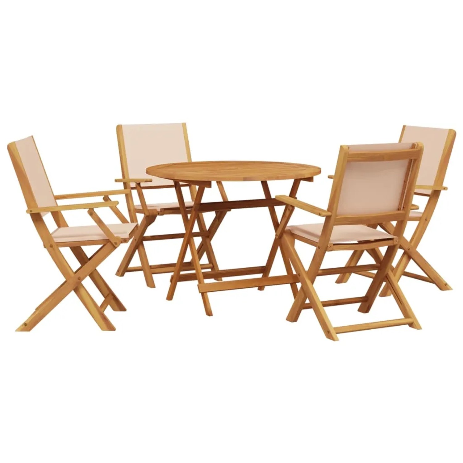 vidaXL 5-Tlg Garten-Essgruppe Stoff und Massivholz Beige 3281823