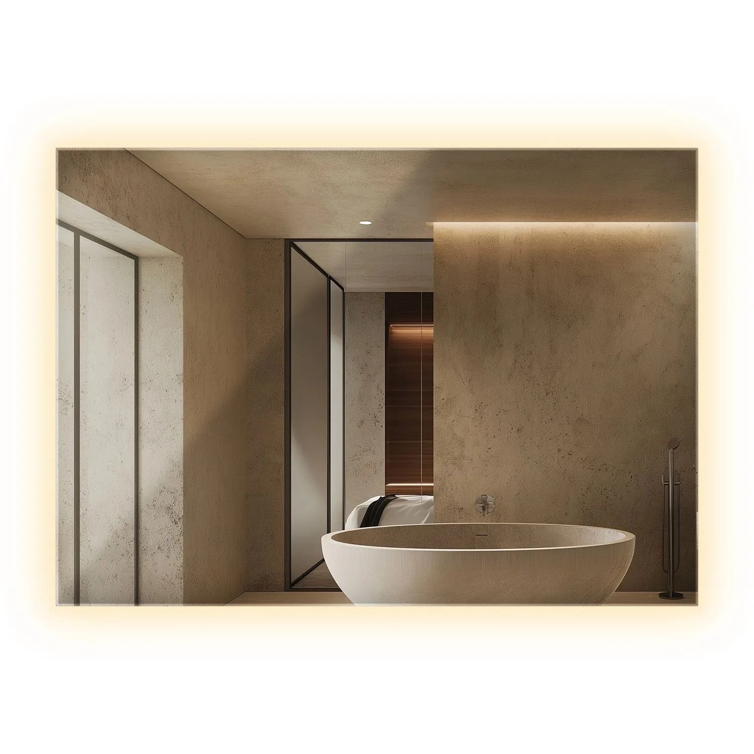 Wallfluent LED Spiegel 70x50 cm Rechteckige Form Mit Warmweiß 3000K Beleuchtung Für Badezimmer Und Ankleidezimmer