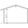 Skizze Skan Holz Gartenhaus Davos 1: Seitenansicht mit Höhenangaben in cm.