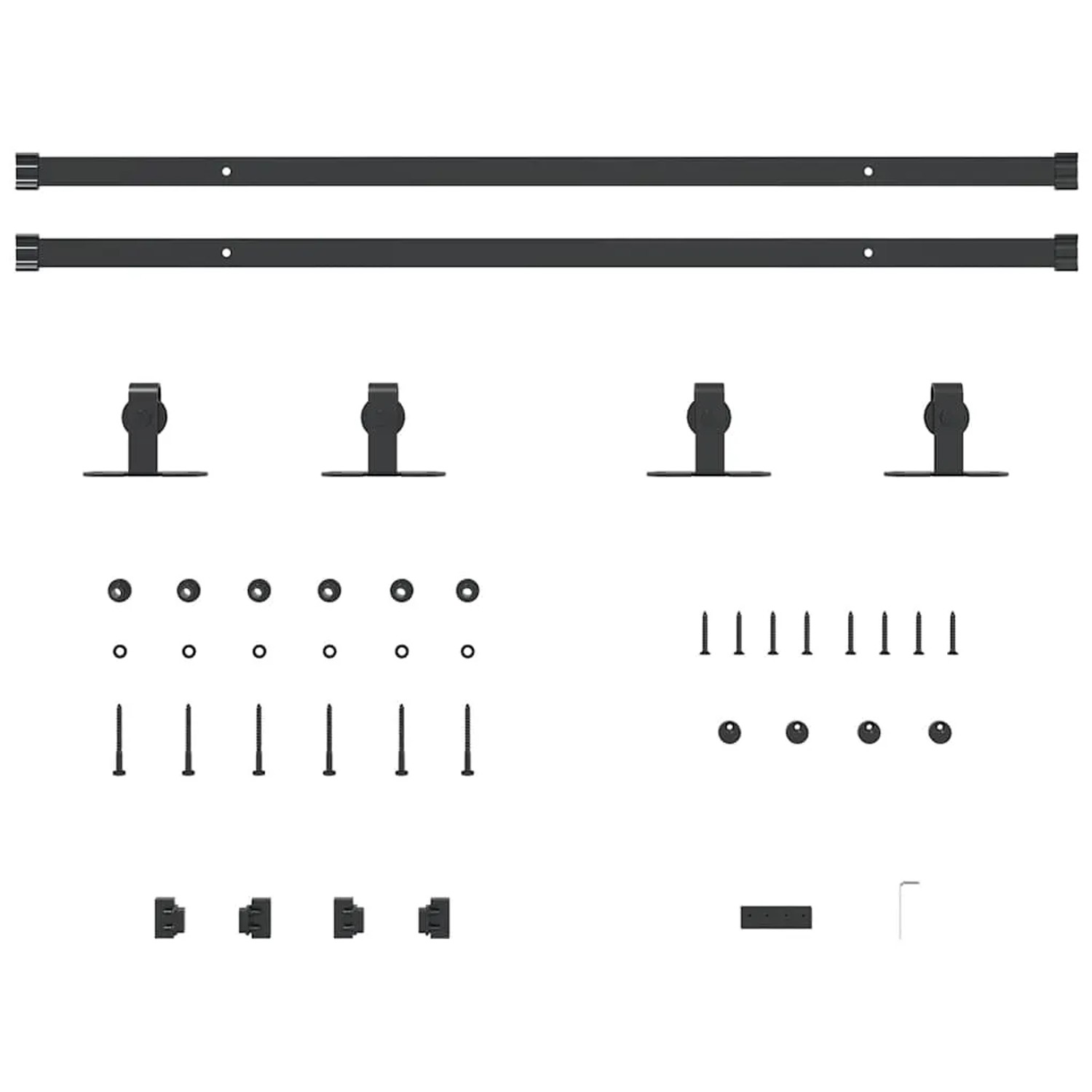 vidaXL Schiebetürbeschlag Set 183cm, Karbonstahl, für Schranktüren. Komplettes Set mit Schienen und Zubehör.