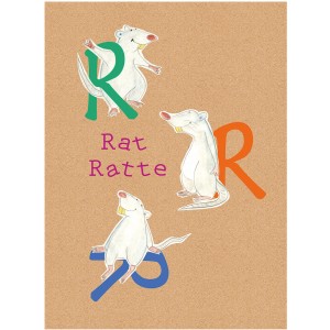 Komar Wandbild ABC Animal R, 40x50 cm, mit Ratten und Buchstaben.