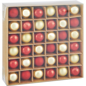 Weihnachtskugel-Set, 36-teilig, Ø 2cm, rot und gold, glänzend, matt und gefrostet.