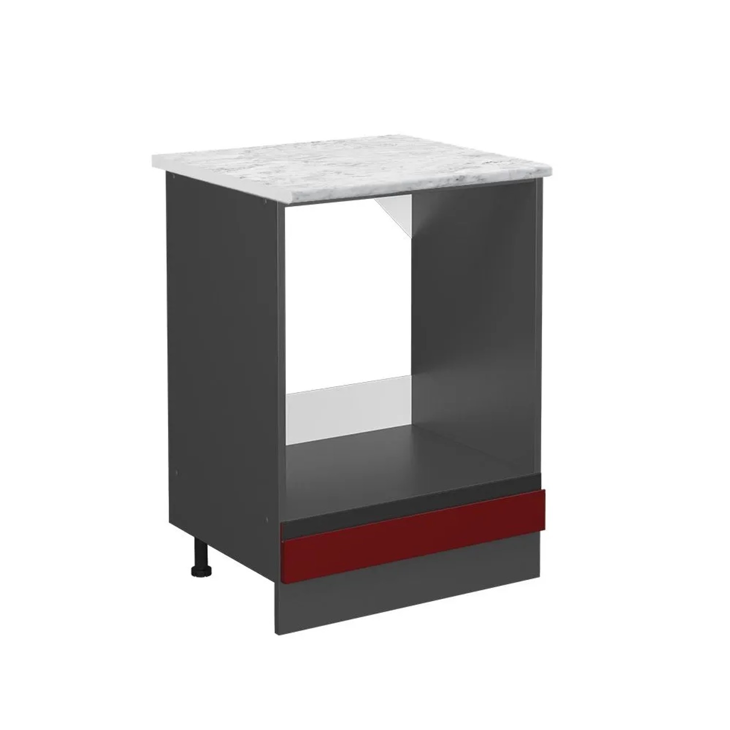 Vicco Herdumbauschrank R-Line Herdschrank Rot Anthrazit J-Shape AP Marmor