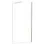 AICA Walk-In Dusche 150x200cm mit goldener Stabilisierungsstange und Rahmen.