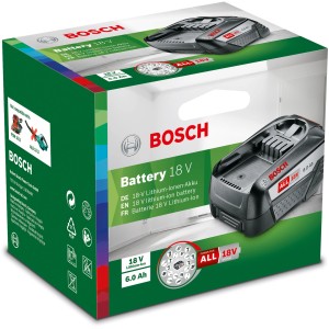 Bosch 18V 6Ah Ersatzakku in Verpackung. Akku für Elektrowerkzeuge mit hoher Leistung.
