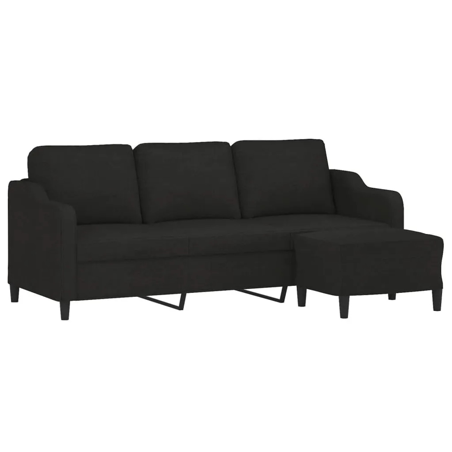 vidaXL 3-Sitzer-Sofa mit Hocker Schwarz 180 cm Stoff 3201139 günstig online kaufen