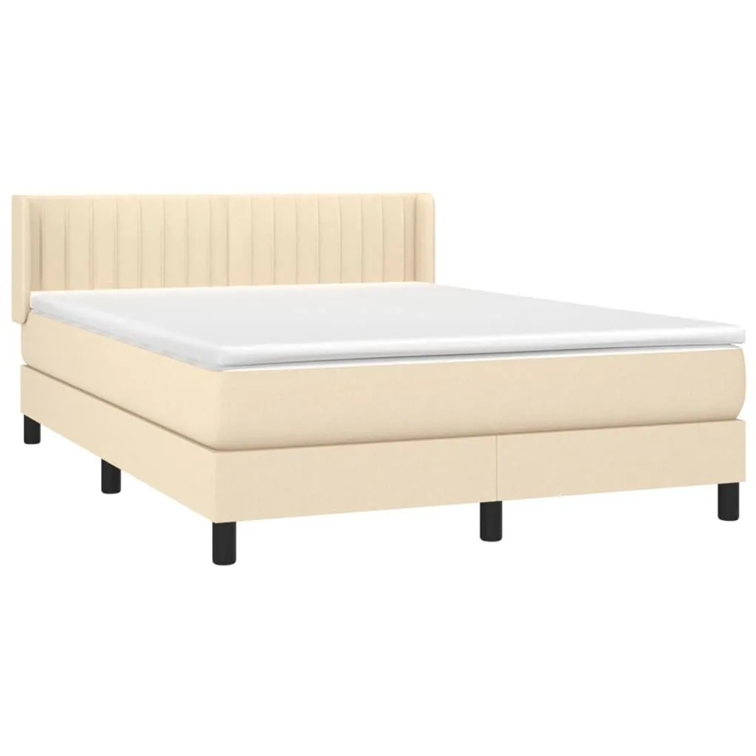 vidaXL Boxspringbett mit Matratze Creme 140x190 cm Stoff 3129870