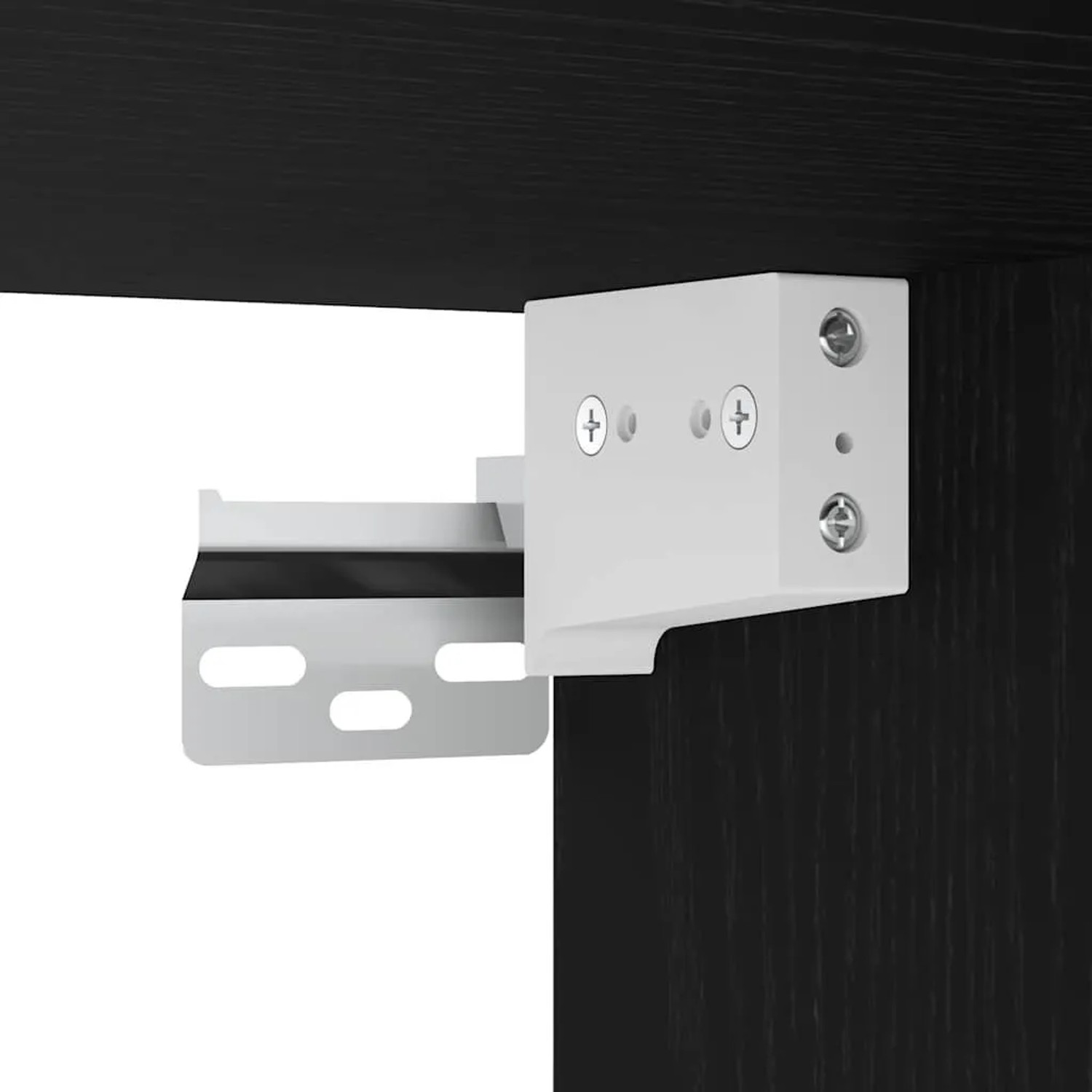 Detailaufnahme: Wandhalterung für vidaXL Spiegelschrank, Schwarz Eiche.