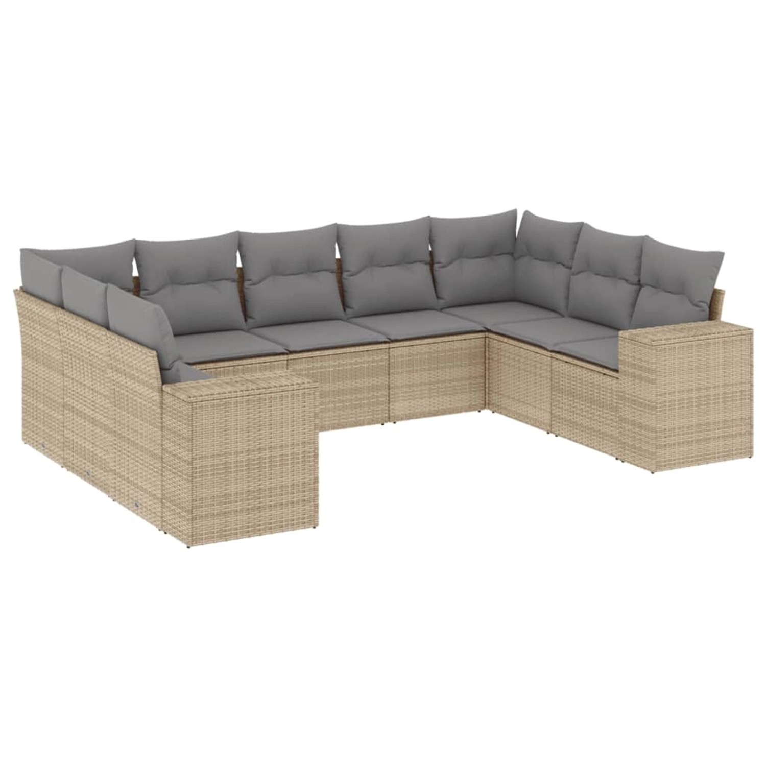 vidaXL 9-Tlg Garten-Sofagarnitur mit Kissen Beige Poly Rattan 3255336 günstig online kaufen