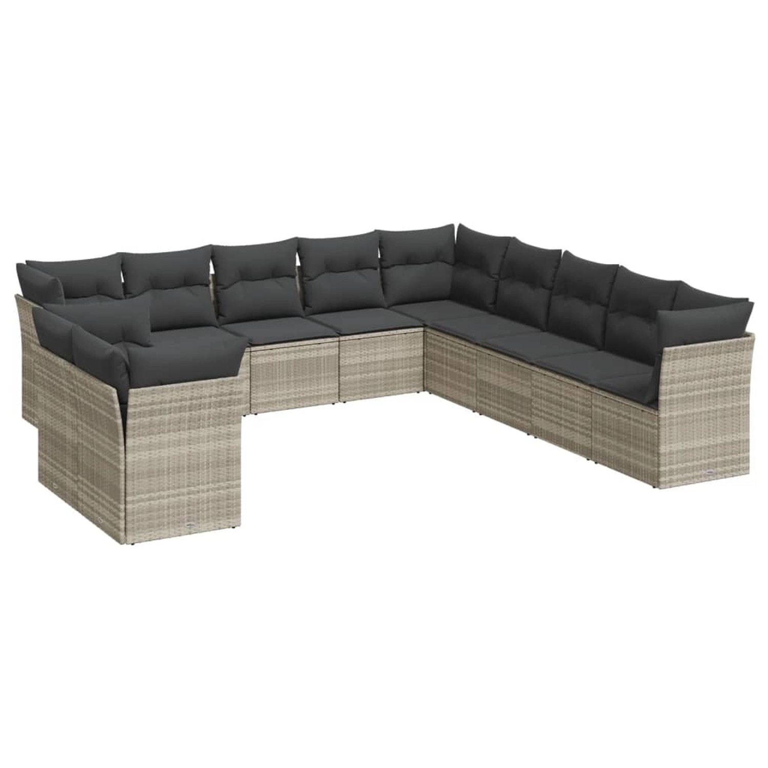 vidaXL 11-Tlg Garten-Sofagarnitur mit Kissen Hellgrau Poly Rattan 3249721 günstig online kaufen