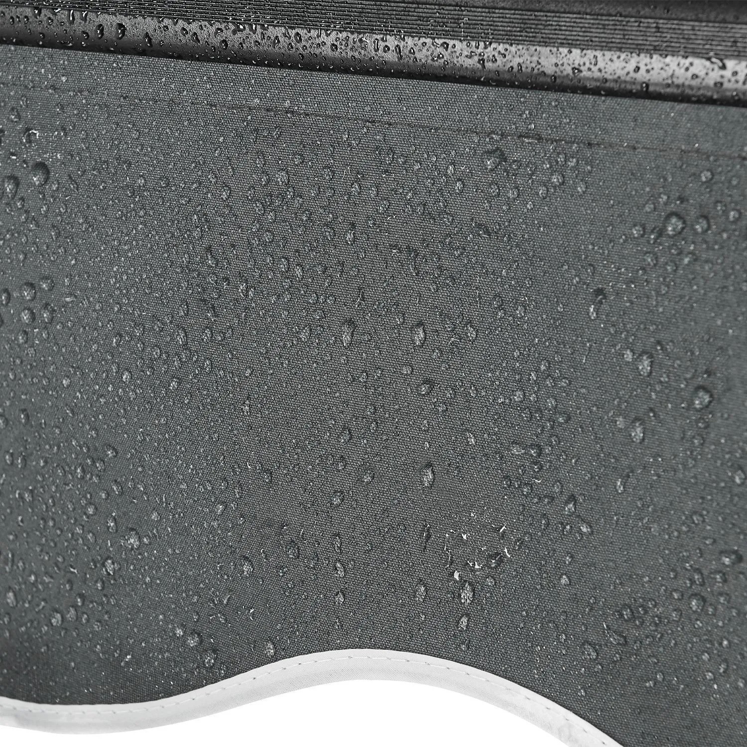 Detailaufnahme: Graue Juskys Gelenkarmmarkise (300x250 cm) mit Wassertropfen, wasserabweisend.