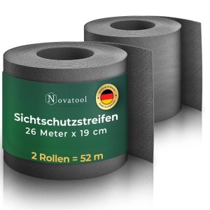 Novatool Anthrazit Sichtschutzrollen für Doppelstabmattenzaun, 78m Rolle für 30 Reihen.