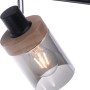 Just Light Pasqual Wand- und Deckenleuchte, 4-flammig, schwarz mit Rauchglas und Holz