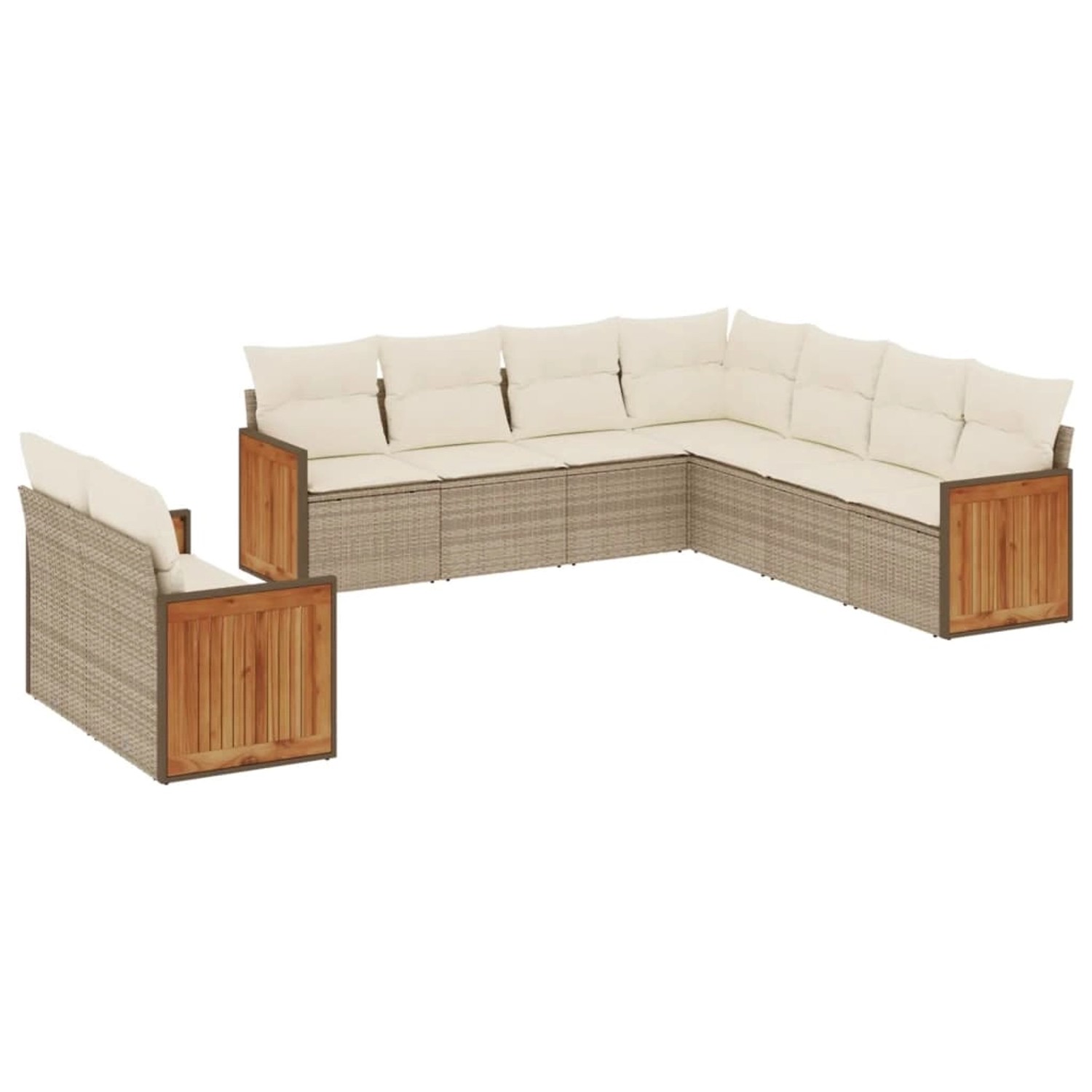 vidaXL 9-Tlg Garten-Sofagarnitur mit Kissen Beige Poly Rattan 3227780 günstig online kaufen