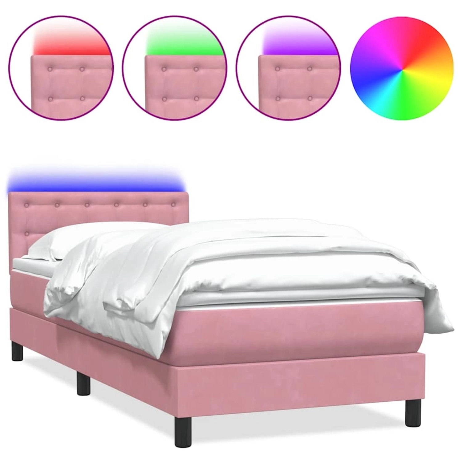 vidaXL Boxspringbett mit Matratze Rosa 80x220 cm Samt 3317294 günstig online kaufen