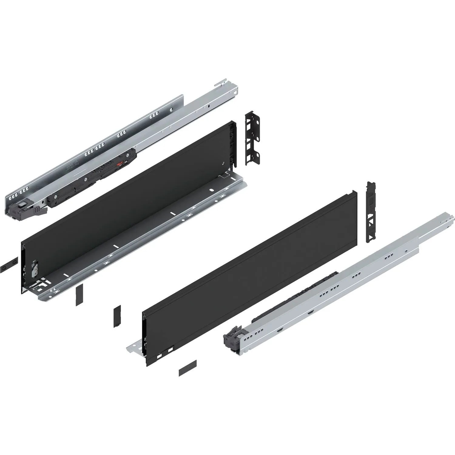 Blum Legrabox Pure Set Höhe K Tip-On Vollauszug 600 mm 70 kg Carbonschwarz 1 Paar