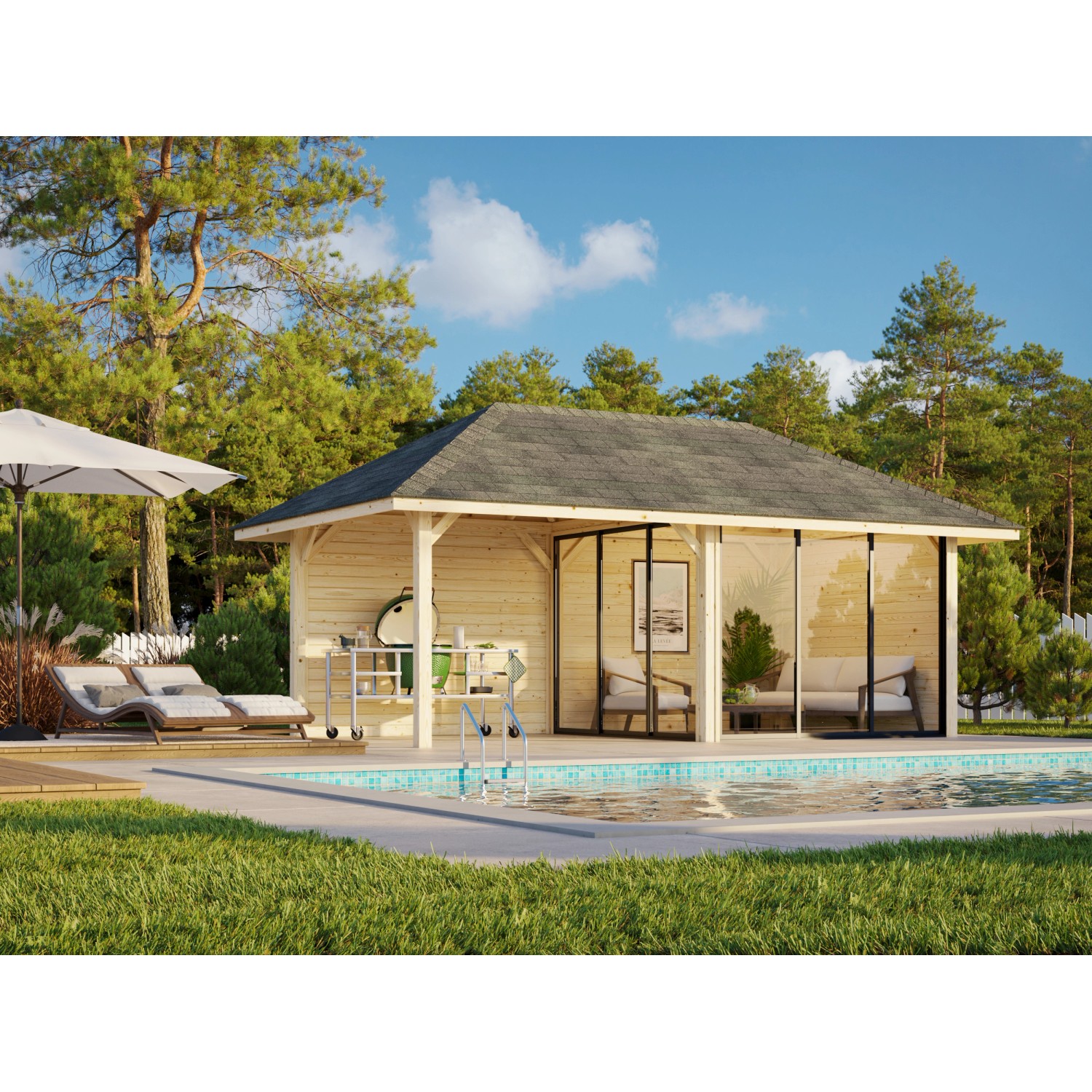 Palmako Pavillon Bianca Set 205 Slide 588 x 300 cm Lackiert Weiß FSC® günstig online kaufen