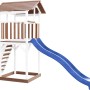 Axi Beach Tower Spielturm mit blauer Rutsche, braun-weißes Holzdesign. Ideal für Kinder zum Klettern und Rutschen.