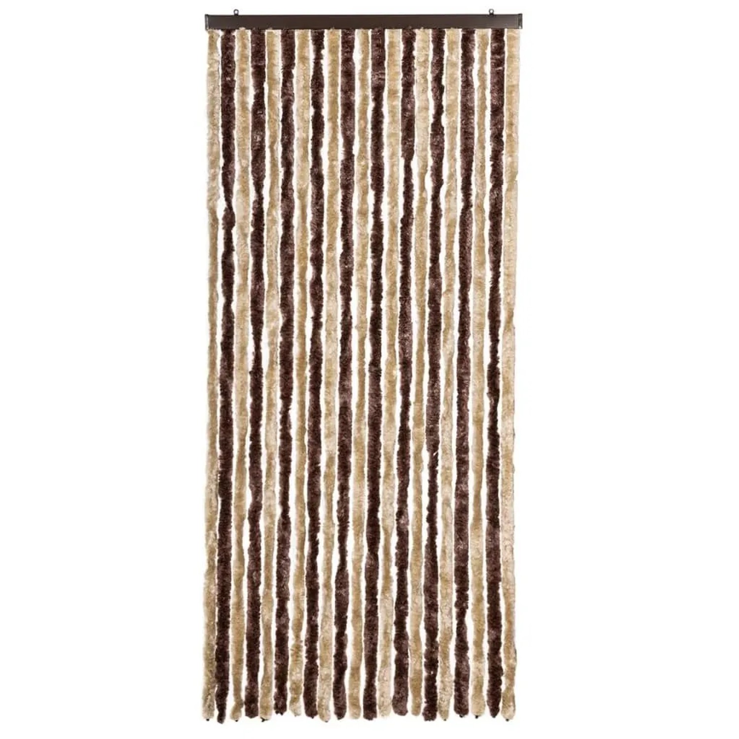 Beiger und brauner Insektenschutz-Vorhang aus Chenille, 90x220 cm, für Fenster.