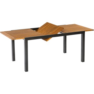 Ausziehbarer, rechteckiger Gartentisch von Merxx, Graphit, 100x250 cm, mit Holzplatte.