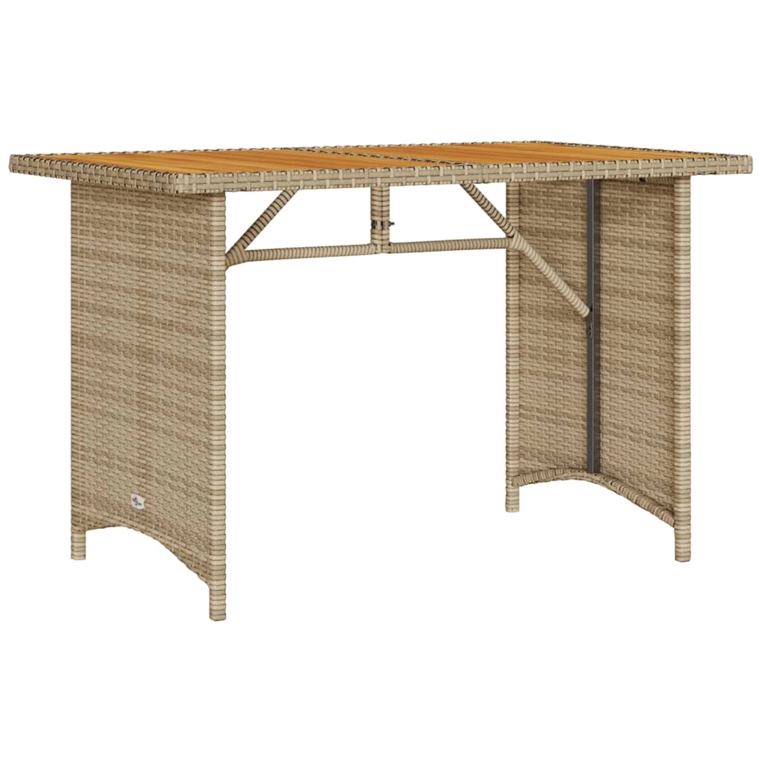 vidaXL Gartentisch mit Holzplatte Beige 110x68x70 cm Poly Rattan 366357 günstig online kaufen