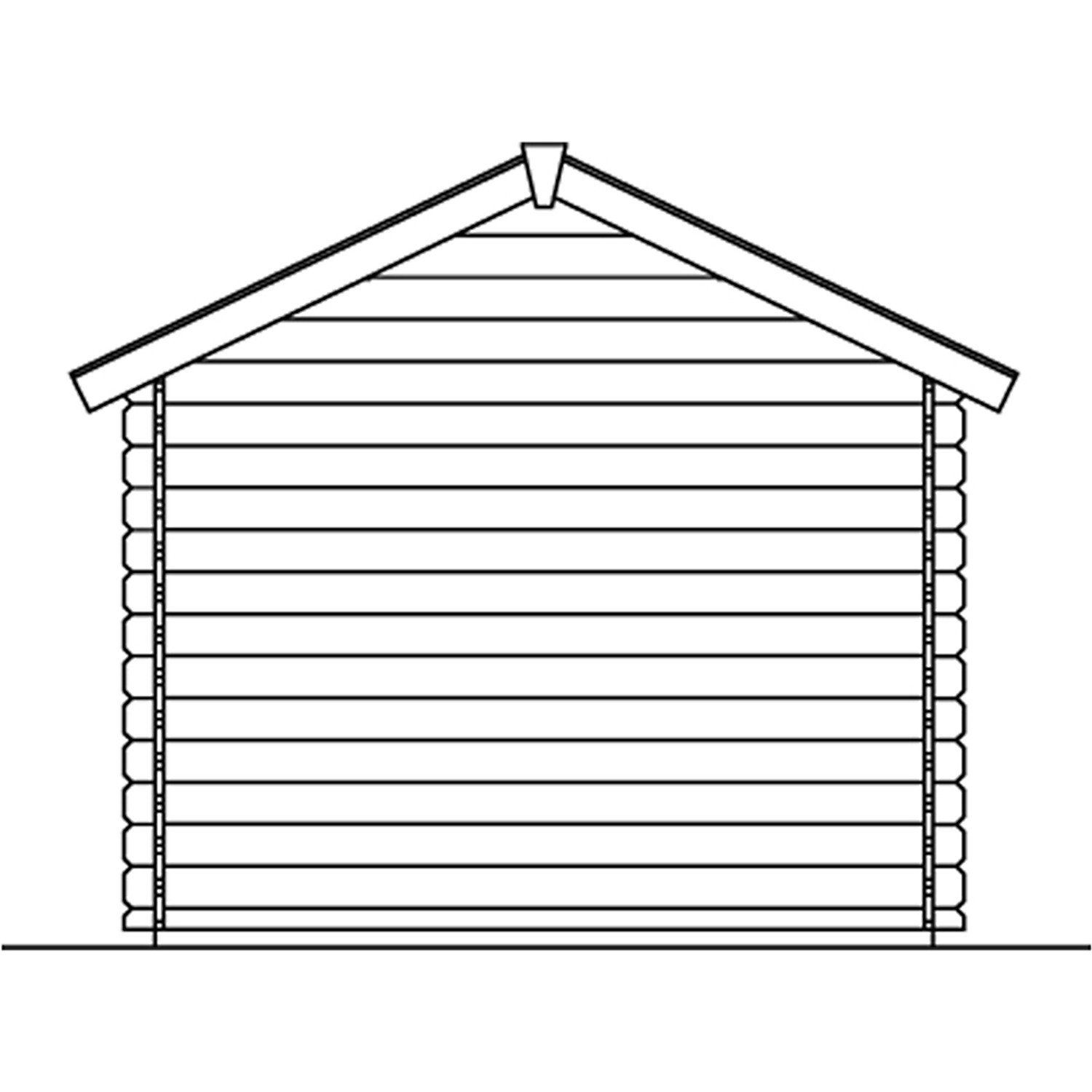 Skizze: Skan Holz Gartenhaus Porto 1, 250x200 cm, unbehandeltes Holz, Blockbohlenbauweise.