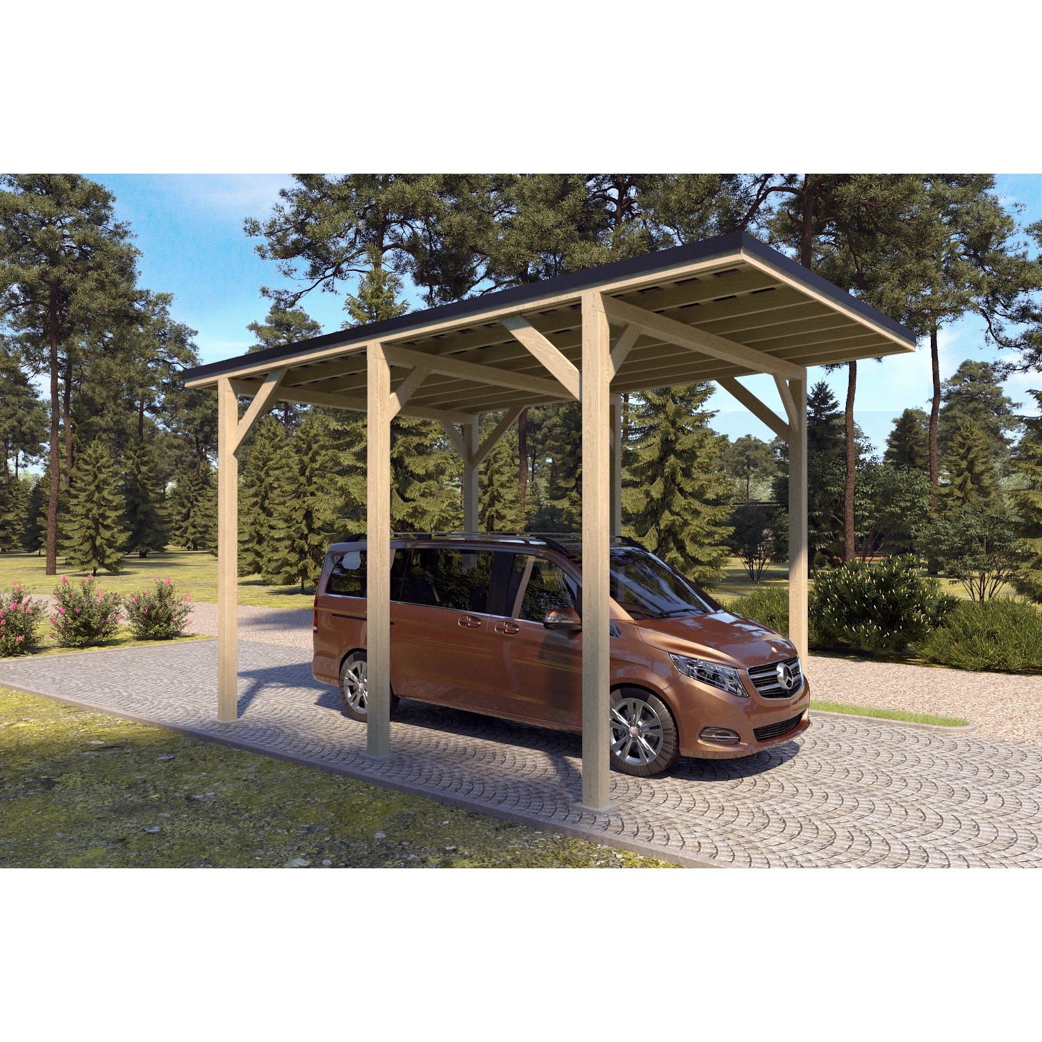 Holzbrüder Camping-Carport Ralf 24m² Imprägniert-Schwarz günstig online kaufen