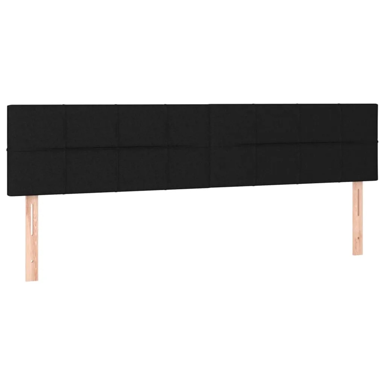 Schwarzes vidaXL Boxspringbett mit Stoffbezug, 200x200 cm, inklusive Kopfteil und Holzfüßen.