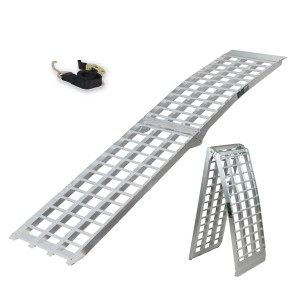 TRUTZHOLM Alu Auffahrrampe, 230cm, klappbar, mit Spanngurt. Zubehör für Autoanhänger.
