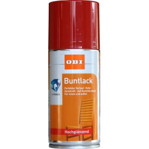 OBI Buntlack Spray RAL 3000 Feuerrot hochglänzend, 150ml Dose.