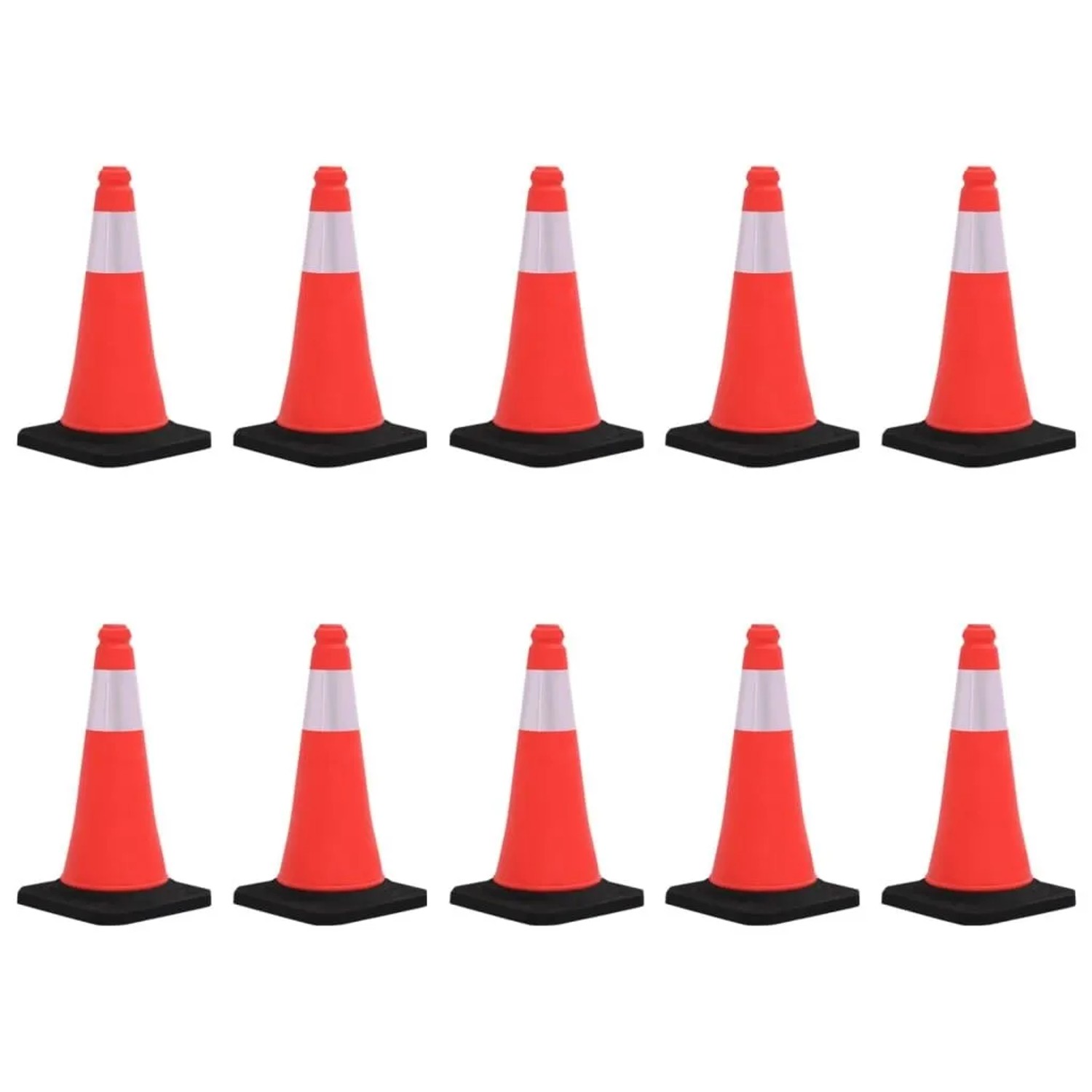 DELUKE Leitkegel SABI Mit Schwerem Fuß 10er Set 50cm Reflektierend Verkehrskegel Pylone Verkehrsleitkegel Warnleitkegel ...