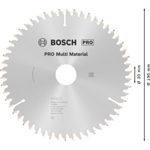 Bosch Kreissägeblatt Pro Multi Material, 190 mm Durchmesser, geeignet für verschiedene Materialien.