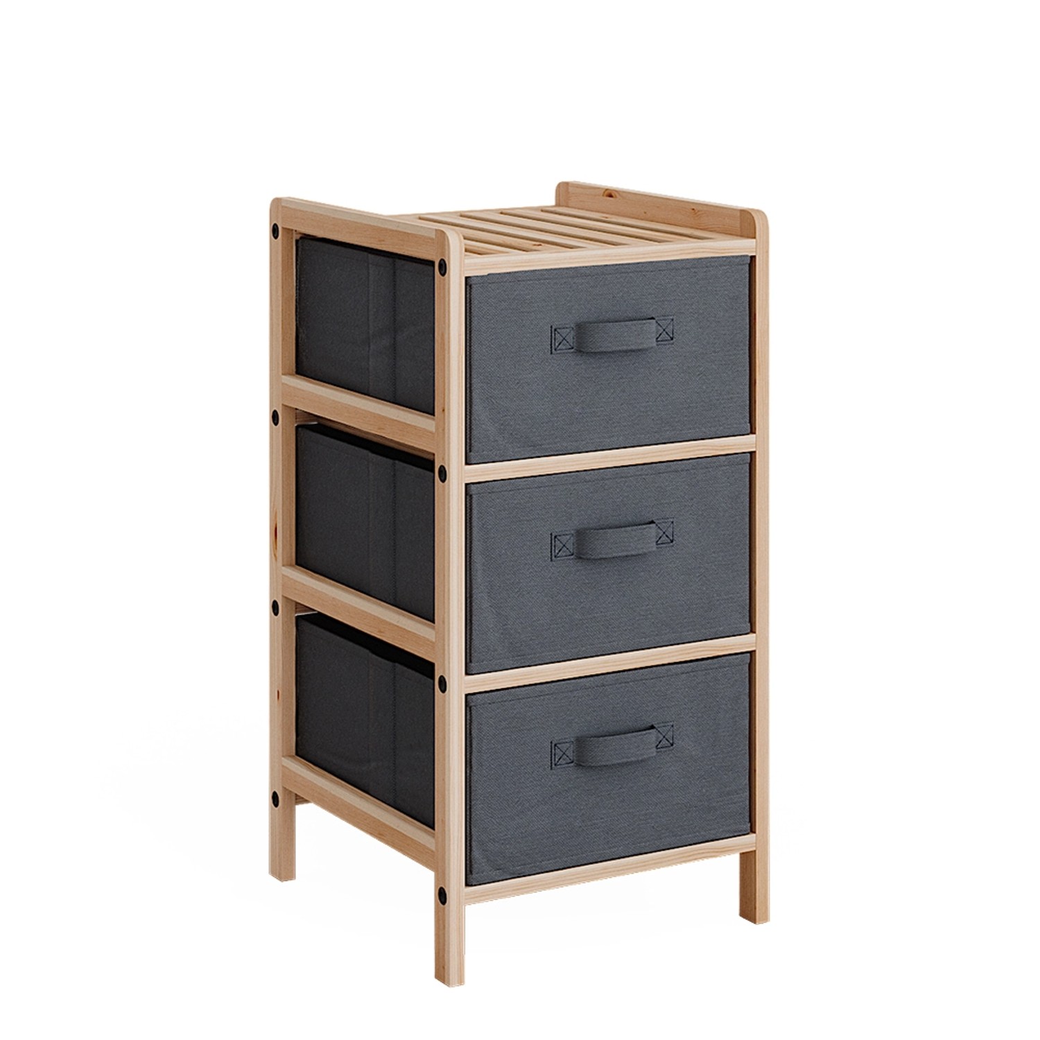 Vicco Kommode Bruno Grau 35 x 67 cm mit 3 Stoffschubladen günstig online kaufen