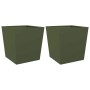 vidaXL Pflanzkübel 2 Stk Olivgrün 50x50x50 cm Stahl 851073