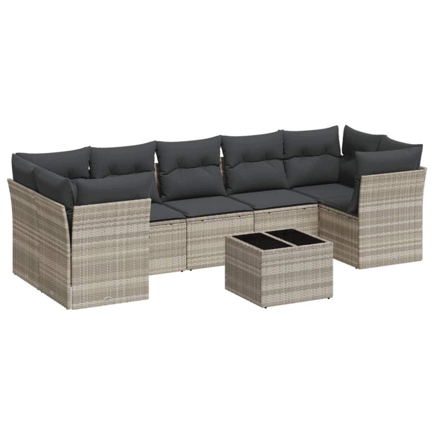 vidaXL 8-Tlg Garten-Sofagarnitur mit Kissen Hellgrau Poly Rattan 3217292 günstig online kaufen