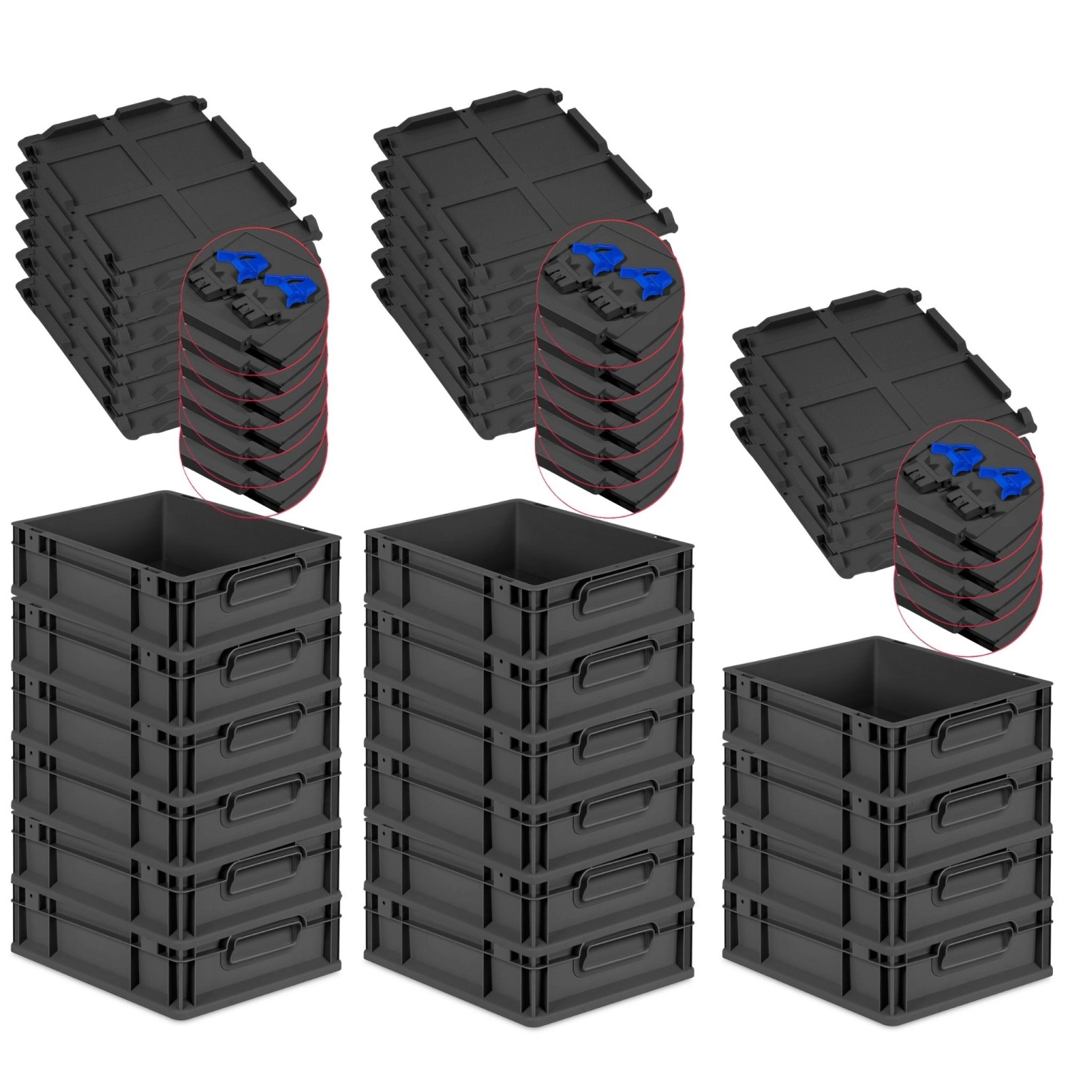 PROREGAL SuperSparSet 16x Eurobox Nextgen Grip Mit Scharnierdeckel Und Blau günstig online kaufen
