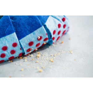 Vileda SuperMocio 3xAction Velour Ersatzmopp 2er-Pack, blau mit roten Punkten, für Reinigungsgeräte.