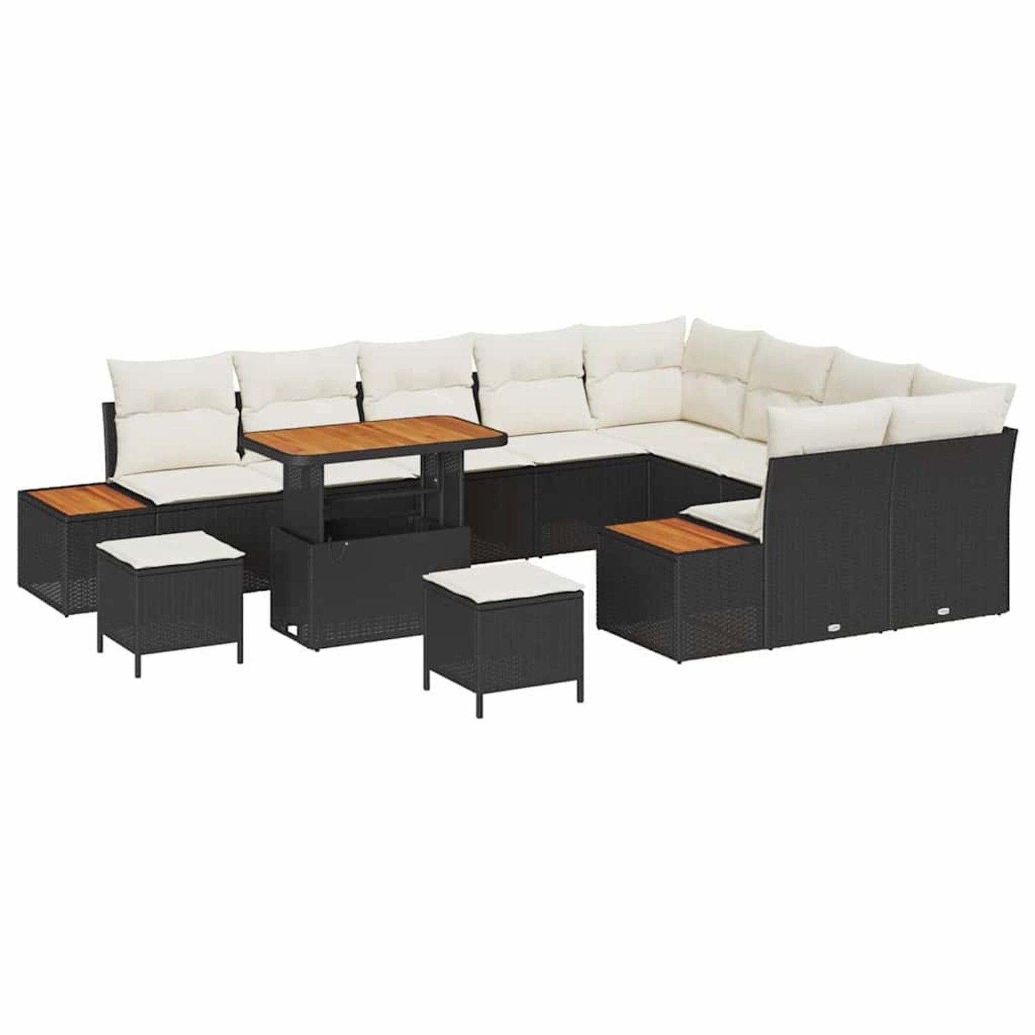 vidaXL Garten-Sofa-Set mit Kissen 12-Tlg Schwarz Poly Rattan 3362955 günstig online kaufen