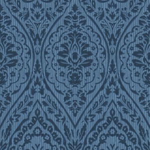 Blaue Barock Tapete mit Ornamenten, matte Textiloptik, PROFHOME 961958-GU.