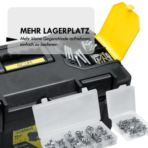 CCLIFE Werkzeugkoffer 16 Zoll Werkzeugbox Kunststoff mit Organizer Aufbewahrungsbox