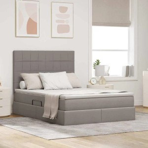 vidaXL Bett mit LED-Lichtleisten mit Kopfteil Taupe 140 x 200 cm Stoff 3372423